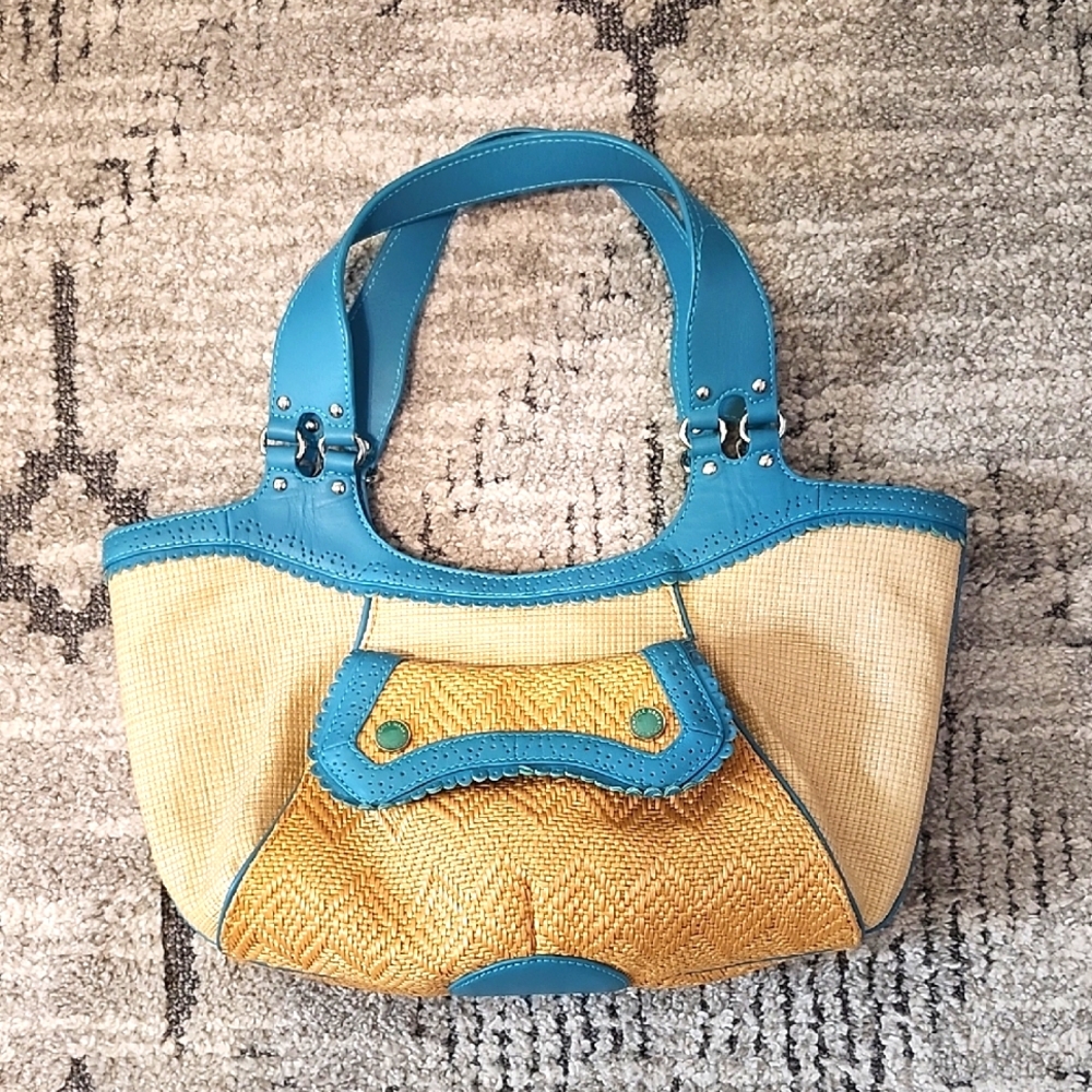 Cole Haan Tan And Blue Sholder Bag